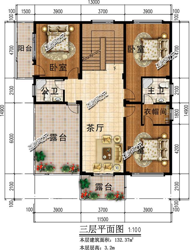 鄉(xiāng)村自建別墅設(shè)計(jì)圖，占地163平，方方正正好戶型，值得一建