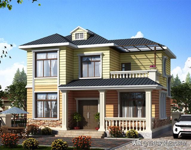 二層簡約風(fēng)美式輕鋼別墅設(shè)計圖，20多萬定制，這款你喜歡嗎？