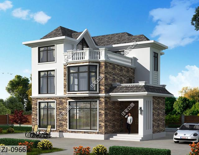 一棟3層帶坡頂別墅設(shè)計(jì)圖，11X11米宅地尺寸，適合農(nóng)村生活