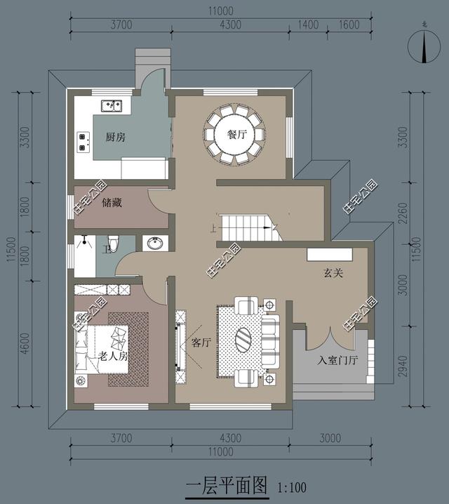 一棟3層帶坡頂別墅設(shè)計(jì)圖，11X11米宅地尺寸，適合農(nóng)村生活