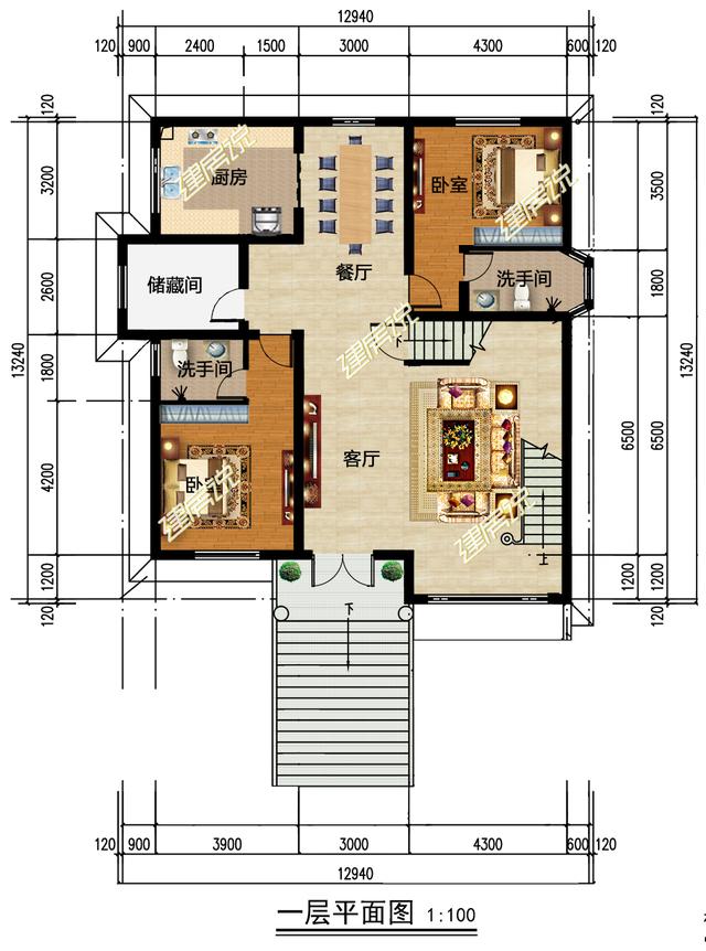 豪華氣派的三層半別墅設計圖，這棟別墅光主體就花了60來萬
