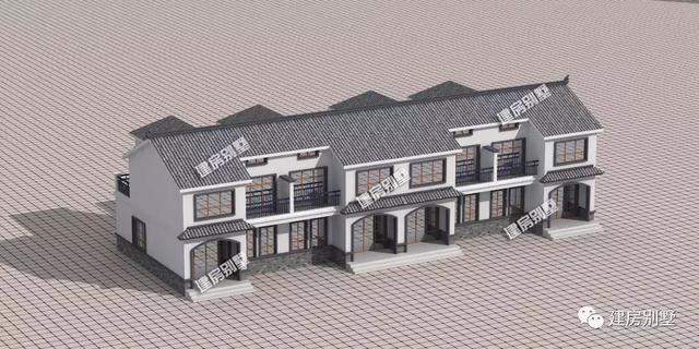 時尚簡約新中式風格設(shè)計圖，一排住四戶，29.4×13.1米。