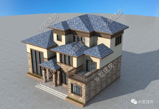 16X12米鄉(xiāng)村自建別墅，文化石外墻精致大氣，32萬就能建造。