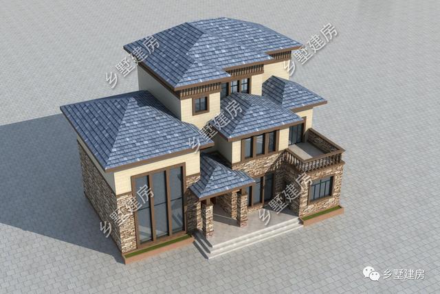 16X12米鄉(xiāng)村自建別墅，文化石外墻精致大氣，32萬就能建造。