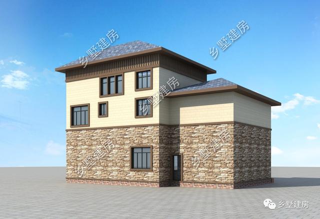 16X12米鄉(xiāng)村自建別墅，文化石外墻精致大氣，32萬就能建造。