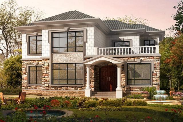 經(jīng)典接地氣小別墅設(shè)計(jì)圖，4室1廳帶旋轉(zhuǎn)樓梯，30萬(wàn)來(lái)一棟。