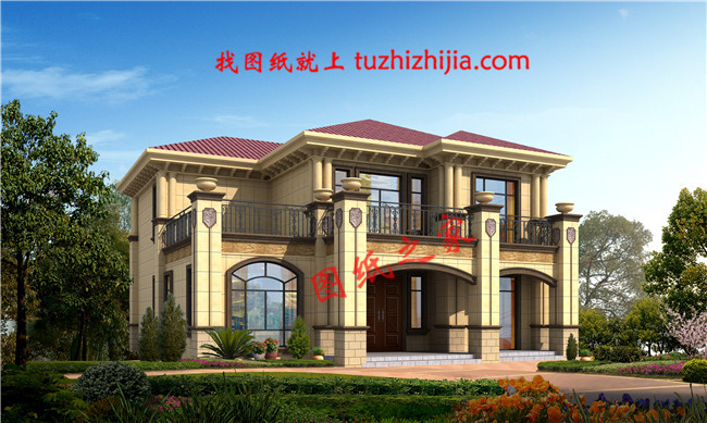 占地180平方米二層鄉(xiāng)村小洋樓設(shè)計戶型圖及圖紙，外觀華麗