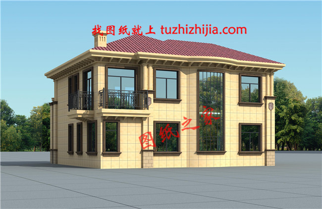 占地180平方米二層鄉(xiāng)村小洋樓設(shè)計戶型圖及圖紙，外觀華麗