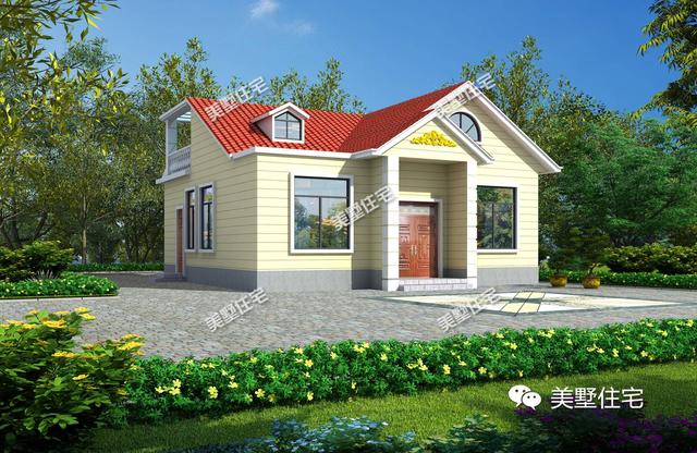 一層小別墅自建房屋，這棟一層帶大院閣樓地下室，造價12萬！