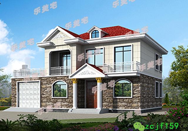 二層帶車庫(kù)小別墅設(shè)計(jì)施工圖，外觀靚麗，富有現(xiàn)代氣息，格局經(jīng)典