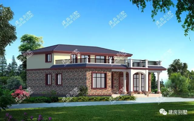 兩層小別墅設(shè)計(jì)圖，面寬14米左右，第二棟有7個(gè)臥室，大家庭也能住