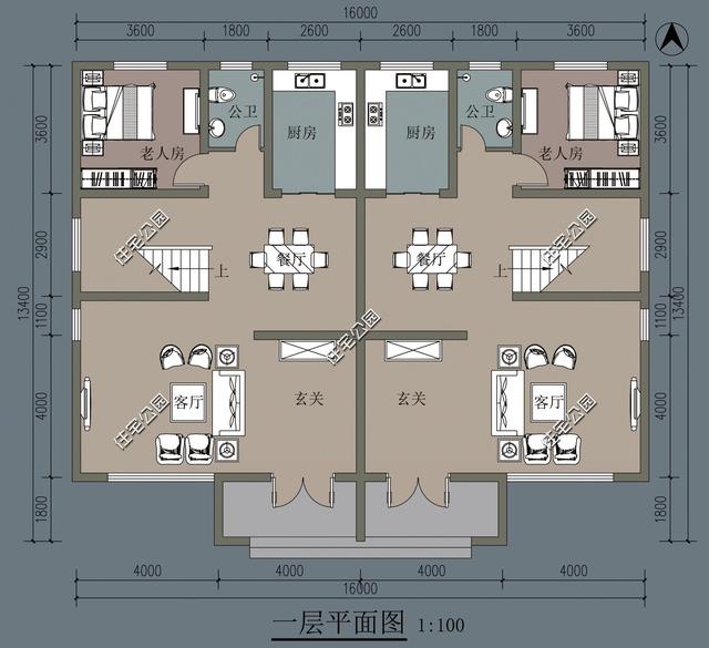 雙拼別墅設(shè)計(jì)圖，農(nóng)村兩兄弟蓋房既省錢又霸氣