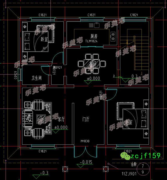 三層帶露臺別墅設(shè)計圖，1帶車庫層2外觀清新！