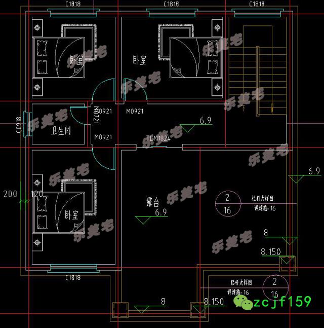 三層帶露臺別墅設(shè)計圖，1帶車庫層2外觀清新！