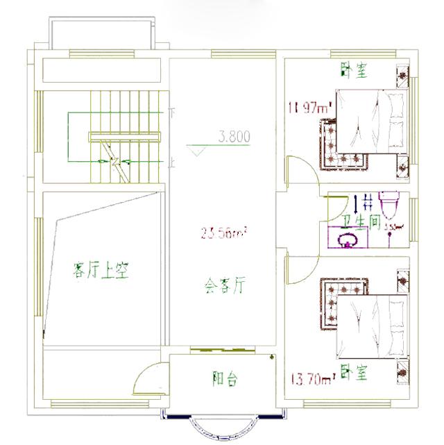 三層帶露臺別墅設(shè)計圖，1帶車庫層2外觀清新！