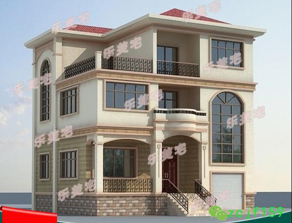 三層帶露臺別墅設(shè)計圖，1帶車庫層2外觀清新！