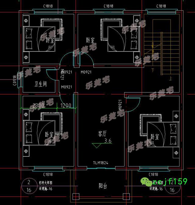 三層帶露臺別墅設(shè)計圖，1帶車庫層2外觀清新！
