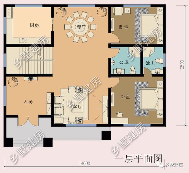 14X10米鄉(xiāng)村小別墅設(shè)計(jì)圖，桌球室+露臺(tái)完美設(shè)計(jì)，經(jīng)典實(shí)用不落伍！