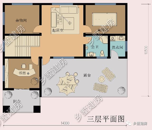 14X10米鄉(xiāng)村小別墅設(shè)計(jì)圖，桌球室+露臺(tái)完美設(shè)計(jì)，經(jīng)典實(shí)用不落伍！
