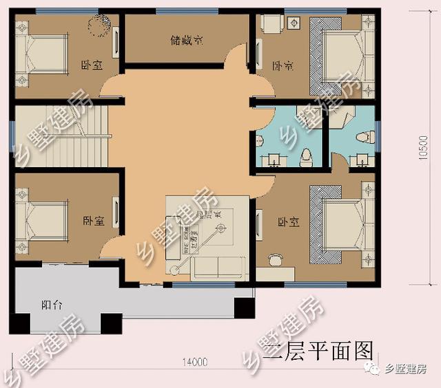 14X10米鄉(xiāng)村小別墅設(shè)計(jì)圖，桌球室+露臺(tái)完美設(shè)計(jì)，經(jīng)典實(shí)用不落伍！
