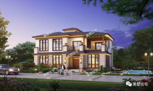 二層新中式別墅設(shè)計(jì)圖，內(nèi)設(shè)神臺(tái)，有品位還接地氣