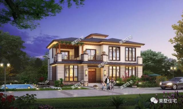 二層新中式別墅設(shè)計(jì)圖，內(nèi)設(shè)神臺(tái)，有品位還接地氣