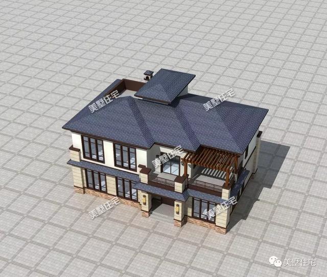 二層新中式別墅設(shè)計(jì)圖，內(nèi)設(shè)神臺(tái)，有品位還接地氣