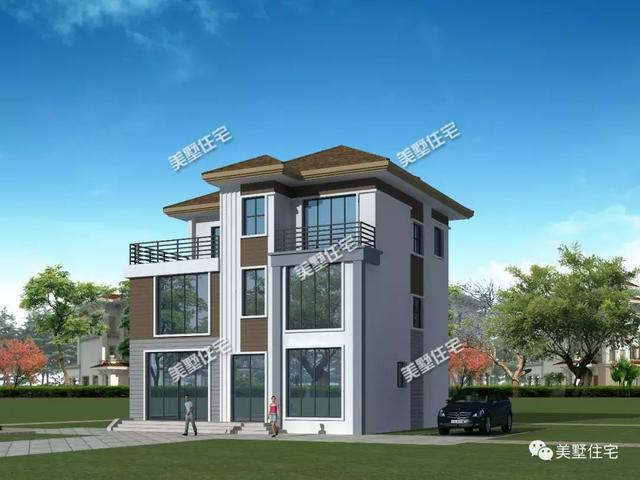 現(xiàn)代風(fēng)美墅設(shè)計(jì)圖，清爽簡(jiǎn)約，建一棟有面兒又有范兒