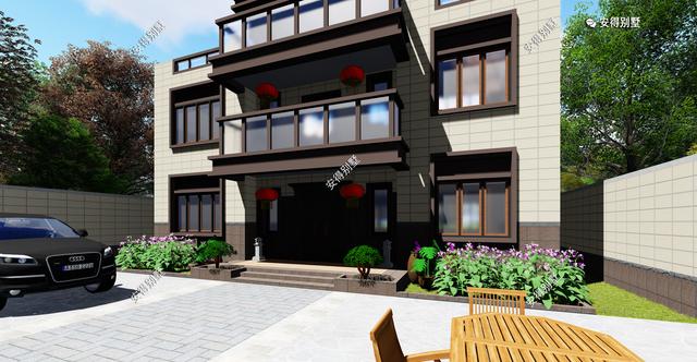 經(jīng)典3層新中式別墅設(shè)計(jì)圖，占地13.2*10米，造型簡(jiǎn)約、外觀大氣。