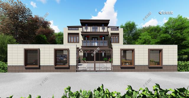 經(jīng)典3層新中式別墅設(shè)計(jì)圖，占地13.2*10米，造型簡(jiǎn)約、外觀大氣。