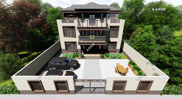 經(jīng)典3層新中式別墅設(shè)計(jì)圖，占地13.2*10米，造型簡(jiǎn)約、外觀大氣。