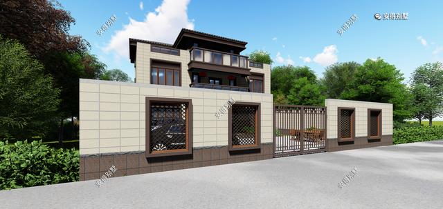 經(jīng)典3層新中式別墅設(shè)計(jì)圖，占地13.2*10米，造型簡(jiǎn)約、外觀大氣。