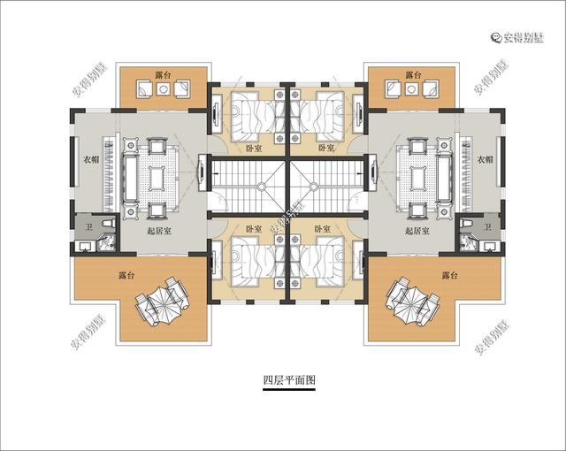 4層兄弟雙拼別墅設(shè)計(jì)圖，新中式建筑挑空大客廳設(shè)計(jì)，經(jīng)典霸氣！