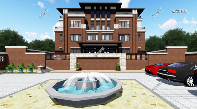 4層兄弟雙拼別墅設(shè)計(jì)圖，新中式建筑挑空大客廳設(shè)計(jì)，經(jīng)典霸氣！