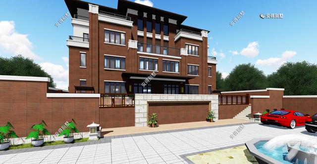 4層兄弟雙拼別墅設(shè)計(jì)圖，新中式建筑挑空大客廳設(shè)計(jì)，經(jīng)典霸氣！