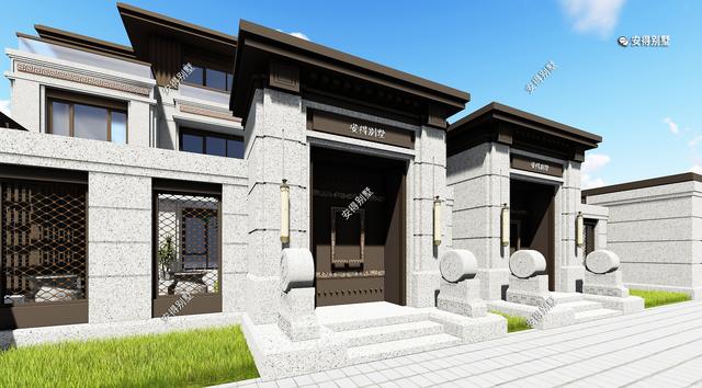 新中式的雙拼別墅設(shè)計(jì)圖，建筑造型盡顯高端，兄弟這樣建房才叫豪宅。