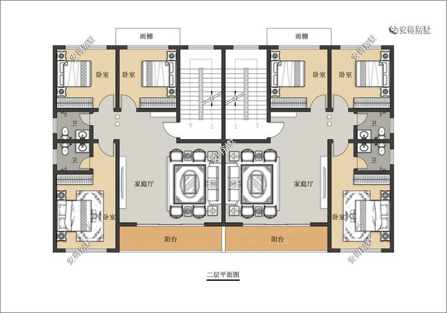 新中式的雙拼別墅設(shè)計(jì)圖，建筑造型盡顯高端，兄弟這樣建房才叫豪宅。