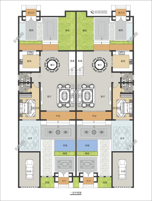 新中式的雙拼別墅設(shè)計(jì)圖，建筑造型盡顯高端，兄弟這樣建房才叫豪宅。