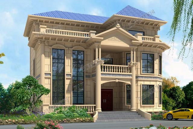 氣派歐式三層別墅設(shè)計圖12.6X13.1米，顯眼大方洋氣舒適，過目難忘