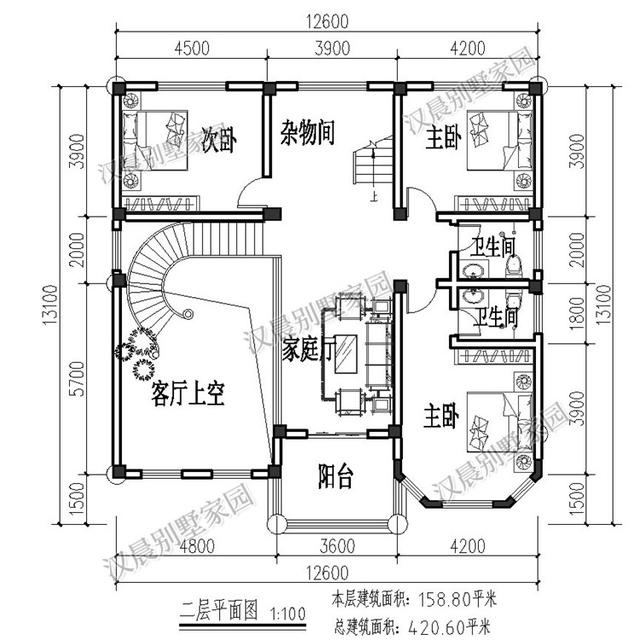 氣派歐式三層別墅設(shè)計圖12.6X13.1米，顯眼大方洋氣舒適，過目難忘