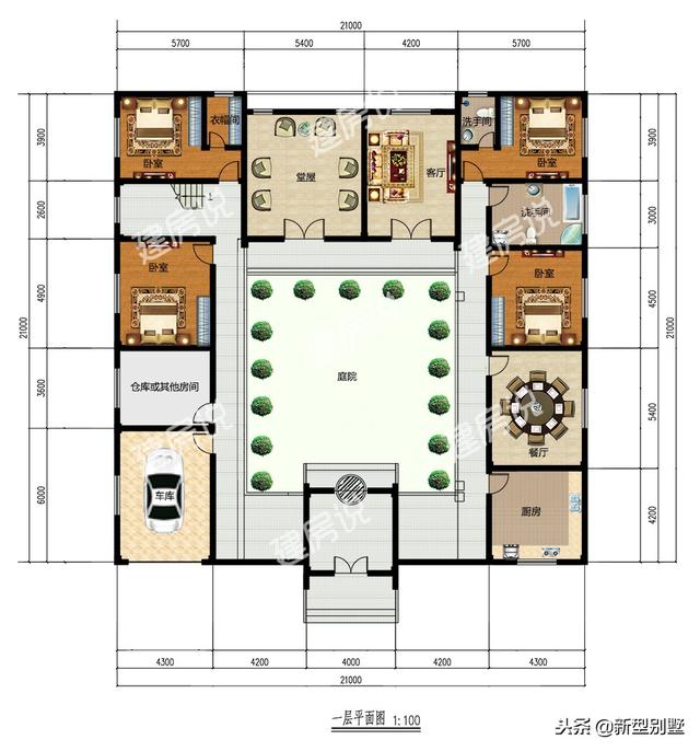 經(jīng)典四合院設(shè)計(jì)圖，60萬開建，還配套了大車庫，身份的象征