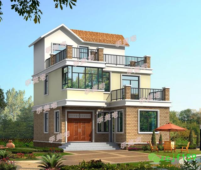 二層半農(nóng)村自建房大露臺設(shè)計圖，經(jīng)濟實用采光好