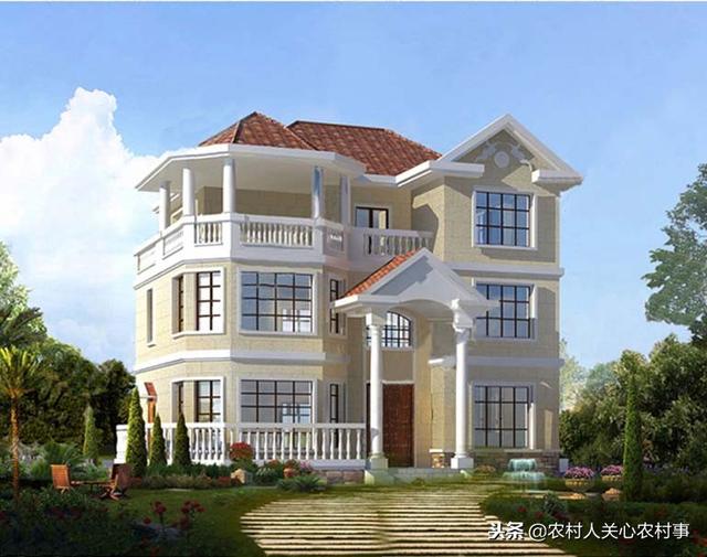 三層歐式別墅設(shè)計圖，占地120平米，美觀大氣，主體造價不高