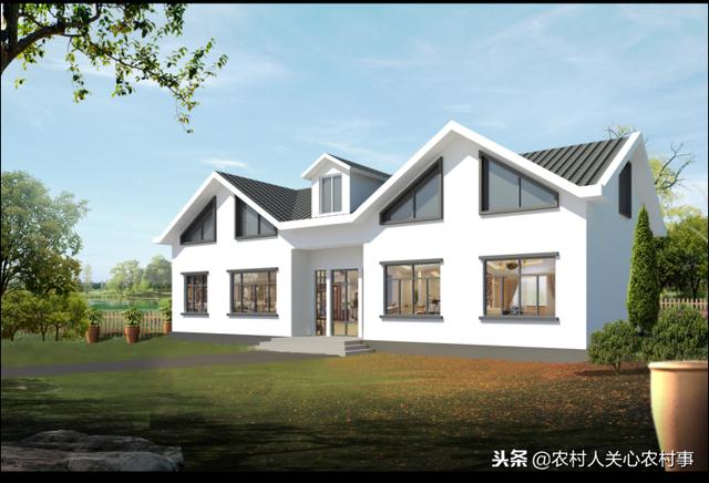 農(nóng)村一層帶閣樓房屋設(shè)計(jì)圖，一層別墅一樣也可以很大氣