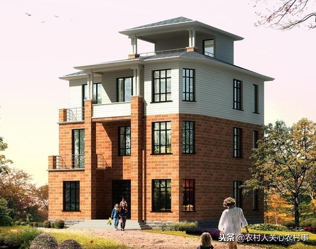 簡約經(jīng)典復古的10.76×11.7米三層農村別墅設計圖，建在農村很合適