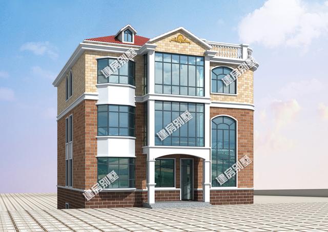 三層別墅設(shè)計(jì)圖，12.8x15.1帶架空層，室外樓梯全村第一家！