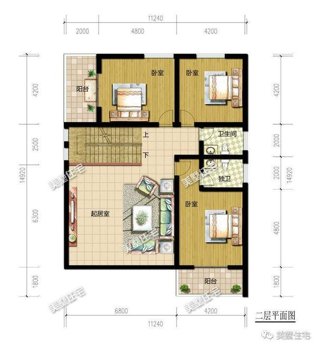 農(nóng)村11×13米現(xiàn)代別墅設計圖，150平設6室2廳附上室內裝修圖