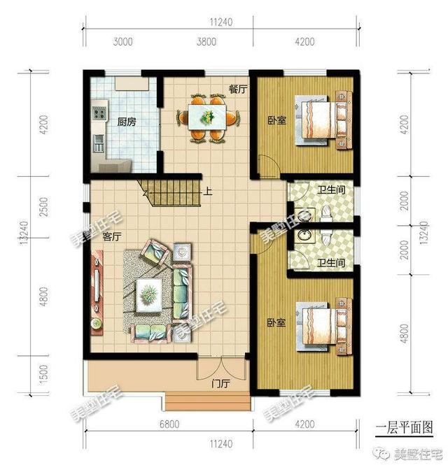 農(nóng)村11×13米現(xiàn)代別墅設計圖，150平設6室2廳附上室內裝修圖