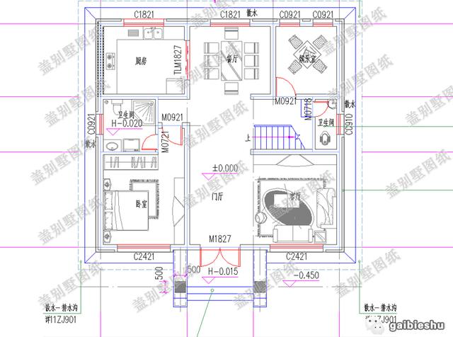 磚混結(jié)構(gòu)農(nóng)村三層別墅房屋設(shè)計(jì)圖，戶(hù)型合理大氣美觀