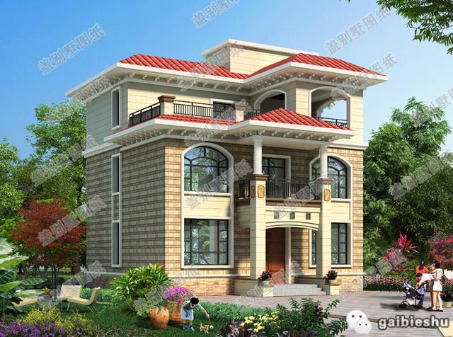 磚混結(jié)構(gòu)農(nóng)村三層別墅房屋設(shè)計(jì)圖，戶(hù)型合理大氣美觀